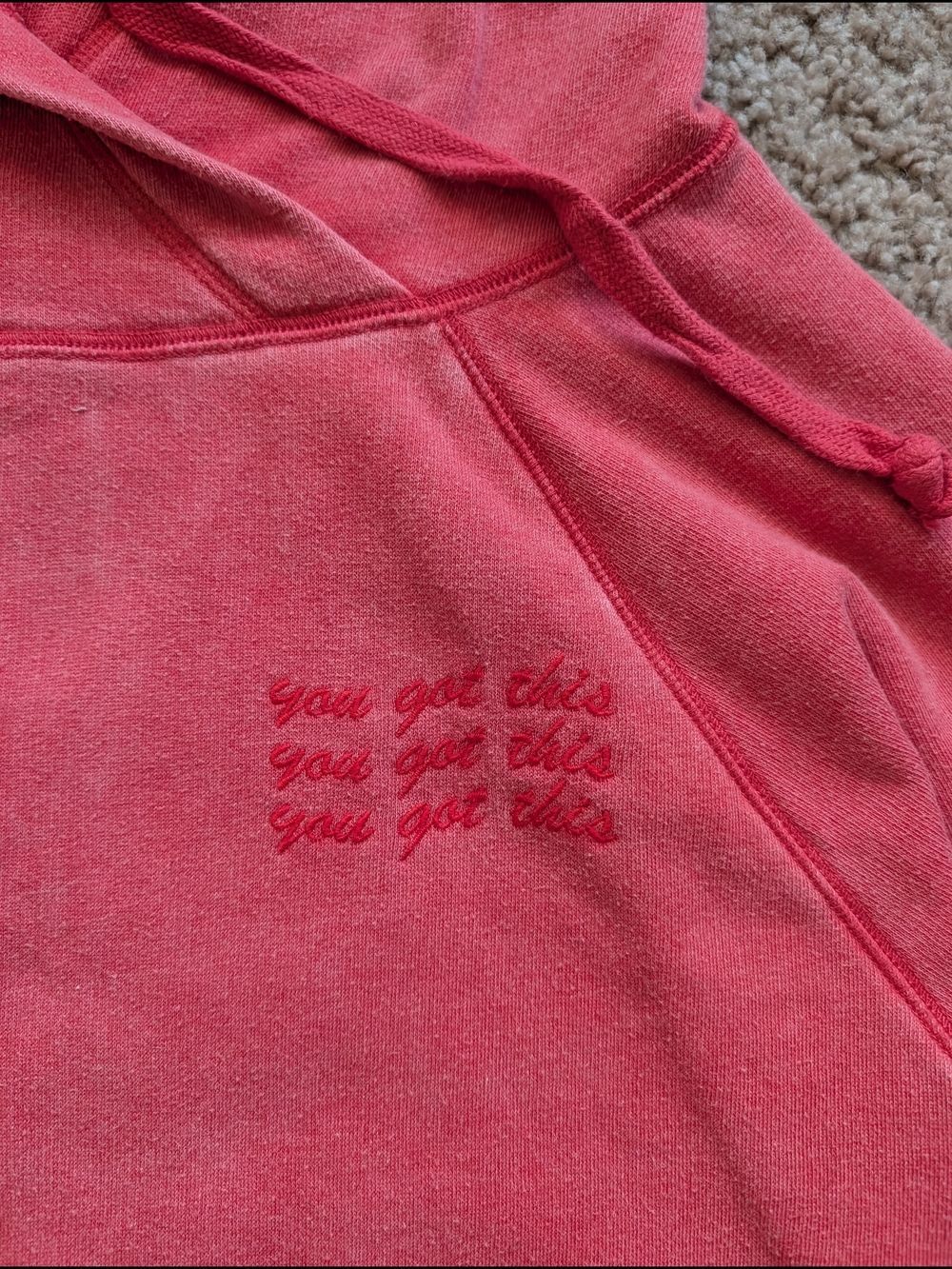 Victoria's Secret PINK Womens Red "You Got This" Pullover Hoodie Size XS - Picture 4 of 8